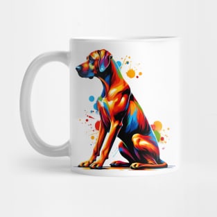 Rhodesian Ridgeback in Vibrant Splashed Paint Style Mug